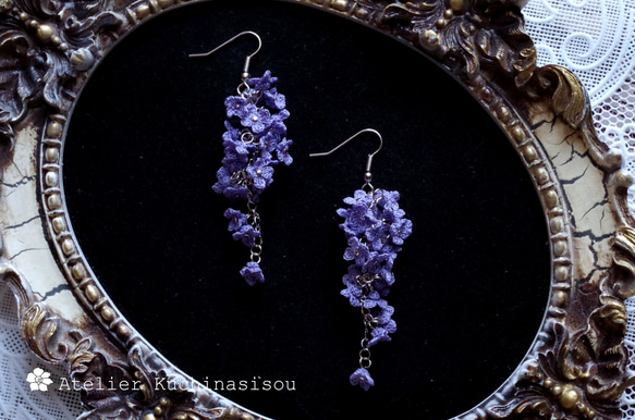 かぎ針編みの藤のピアス ピアス（フック・チェーン） アトリエ梔子荘