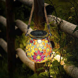 ガーデンライト ハンドメード 行燈 太陽光 屋外照明 防雨タイプ ステンドグラス ランプ 庭園灯 外灯 エクステリア 3枚目の画像