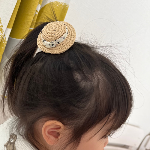 送料無料】 麦わら帽子kidsヘアゴム（ベビー キッズ ヘアゴム 