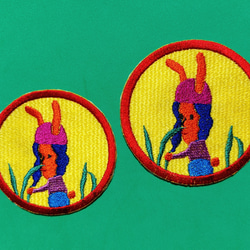 小さなウサギ 小サイズ ワッペン 刺繍 アップリケ オリジナル 可愛い かわいい カワイイ 日本製 うさぎ 兎 黄色 3枚目の画像