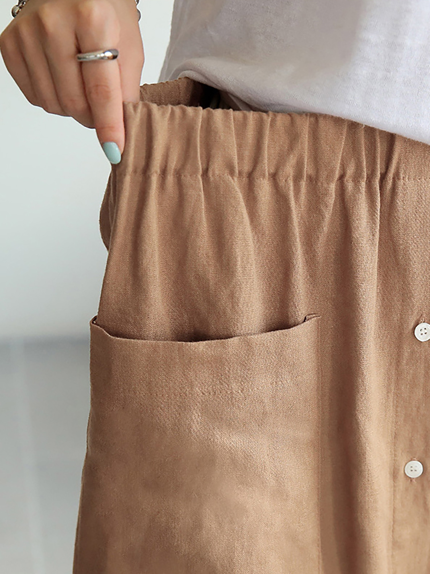 夏のレジャー亜麻綿ロングスカート#123009