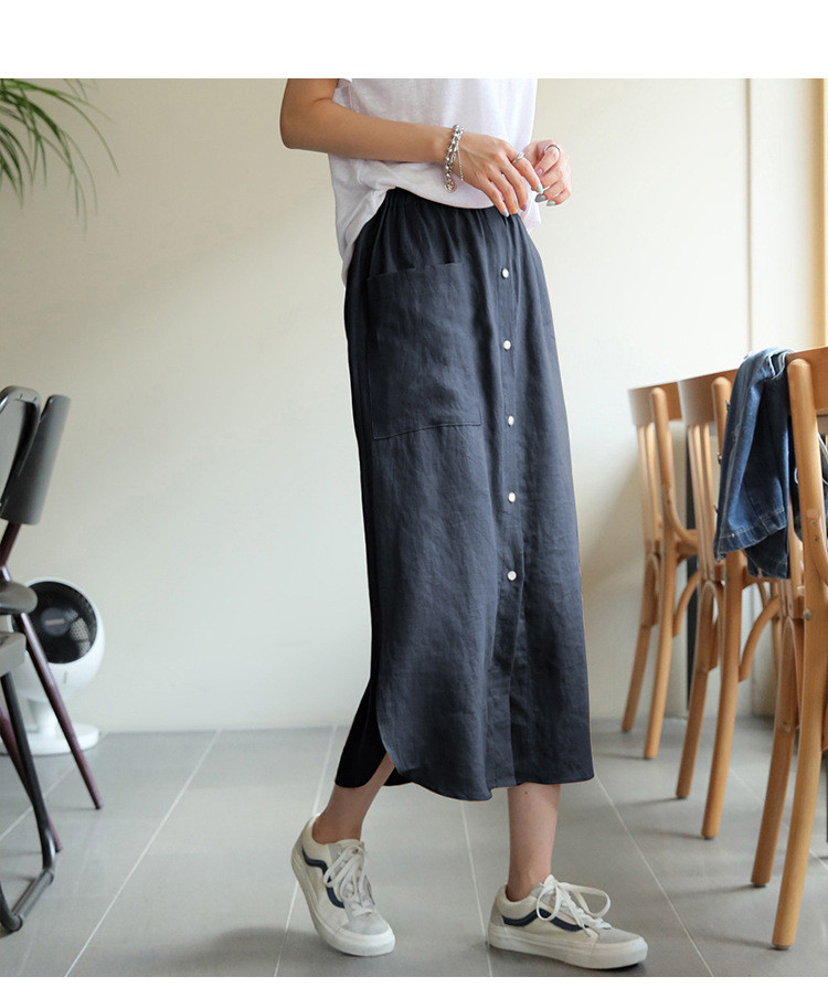 夏のレジャー亜麻綿ロングスカート#123009