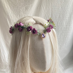 ハンドメイド深紫宝石の華やかな花冠 - 豪華で情熱的な装いを演出 2枚目の画像