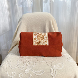 インド刺繍リボンのハンドバッグ(テラコッタ) 7枚目の画像