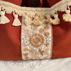 インド刺繍リボンのハンドバッグ(テラコッタ) 6枚目の画像