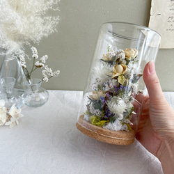 お花を閉じ込めたガラスドーム（ナチュラル) ボトルフラワー　結婚祝い　引越し祝い　ギフト　結婚祝い　母の日 5枚目の画像