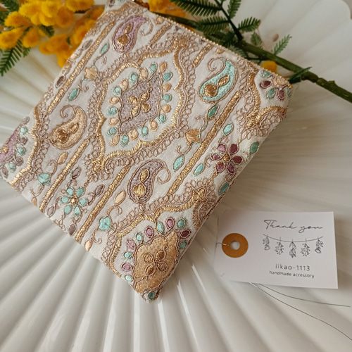 12㌢】360°インド刺繍の贅沢ポーチ ザリ刺繍 ポーチ iikao-1113 通販