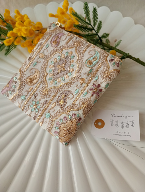 12㌢】360°インド刺繍の贅沢ポーチ ザリ刺繍 ポーチ iikao-1113 通販