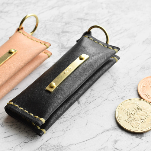 小さめの革財布/ミニ財布コインキャッチャー/coincatcher-black