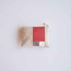紅色 [Kogin 生魚片 x 拼布] 亞麻迷你小袋：非常適合存放配件盒。 第2張的照片