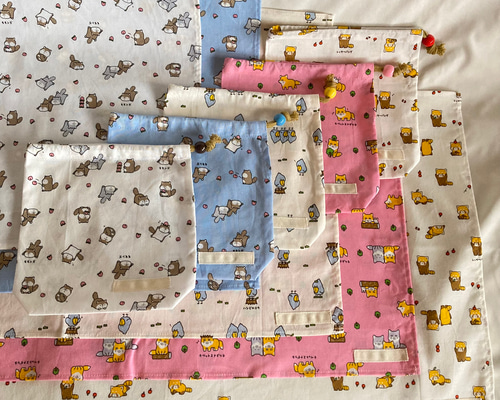 オーダーOK】入園入学大きいランチョンマット(60×40㎝)給食袋コップ