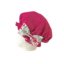 國產可水洗真絲睡帽 手工印度刺繡玫瑰粉色夢幻真絲睡帽 第1張的照片