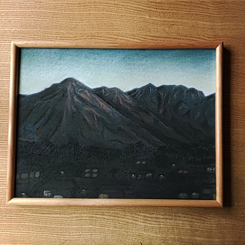 パステル画（原画）夕暮れの街。 パステル画（原画）夕暮れの街。