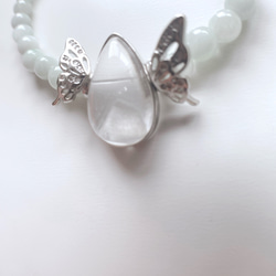 【10-15】ホワイトファントムの蝶々とアイリスクオーツを美しい翡翠で繋いだブレスレット 15枚目の画像