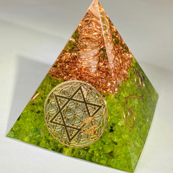 ≪定制≫ 螢石 [提升專注力、提升思考力、淨化]生命之花 六角金字塔形 Orgonite 第1張的照片