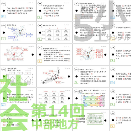 中学受験 暗記カード【5年上 セット 社会 11-19回】組分けテスト