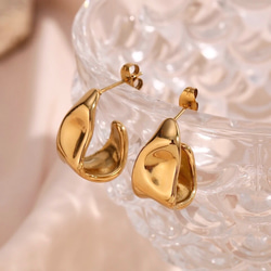 【May's】18k Gold Plated Earrings 18金ゴールドプレートフープピアス 4枚目の画像