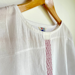 選べる刺し子  Tシャツ風ブラウス【送料込み】浴衣リメイク　ピンク 5枚目の画像