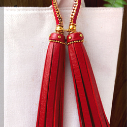 Tricolore- トリコロール レザータッセル キーホルダー 小（赤