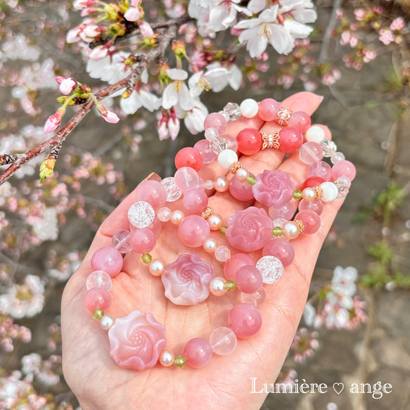 ✧︎*花と春の女神✧︎ 天然石ブレス✧︎* 10枚目の画像