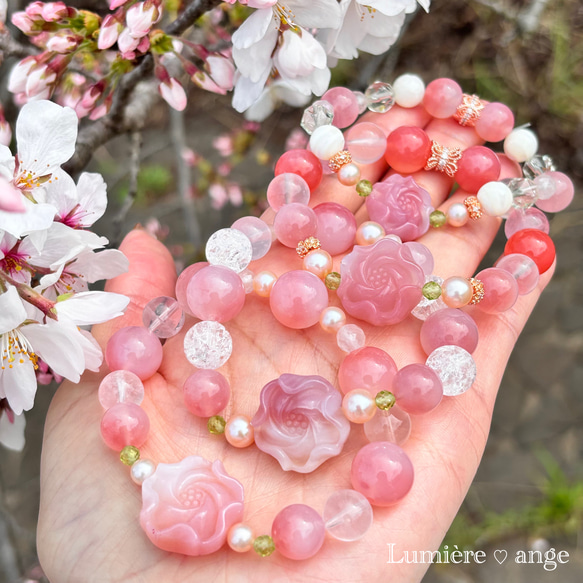 ✧︎*花と春の女神✧︎ 天然石ブレス✧︎* 9枚目の画像