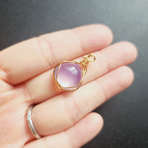 一点物】うるうる スコロライト ワイヤーラッピング ペンダントトップ✩.