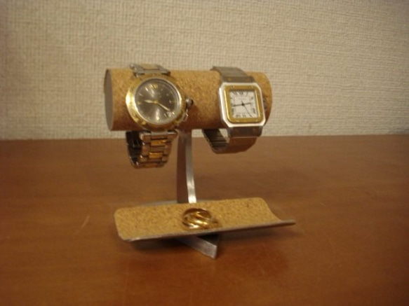 腕時計スタンド　ウォッチスタンド　2本掛けトレイ付きウォッチスタンド　スタンダード 3枚目の画像