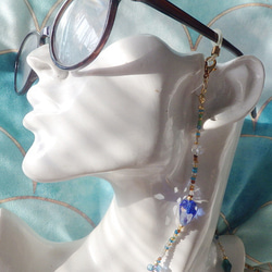 ☆4WAY☆Bijou Lanyard Necklace ロングネックレス＆グラスコード/眼鏡・マスクホルダー マットゴ 2枚目の画像