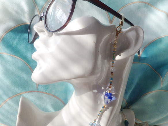 ☆4WAY☆Bijou Lanyard Necklace ロングネックレス＆グラスコード/眼鏡・マスクホルダー マットゴ 2枚目の画像