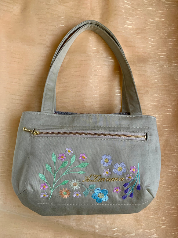 パステル色のお花刺繍ミニトートバッグ 2枚目の画像