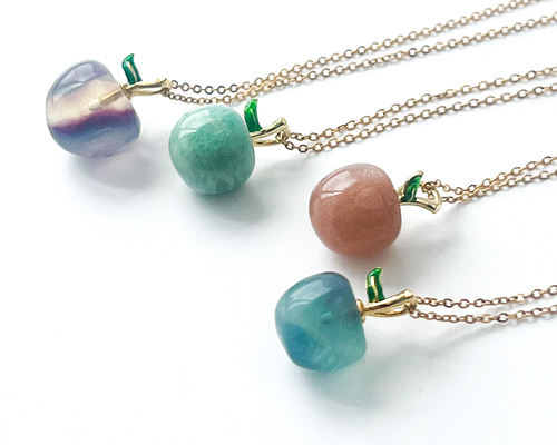 ◯まるい型　姫りんご　ネックレス　天然石 aae2798bb10459131c8cfc36c03df5