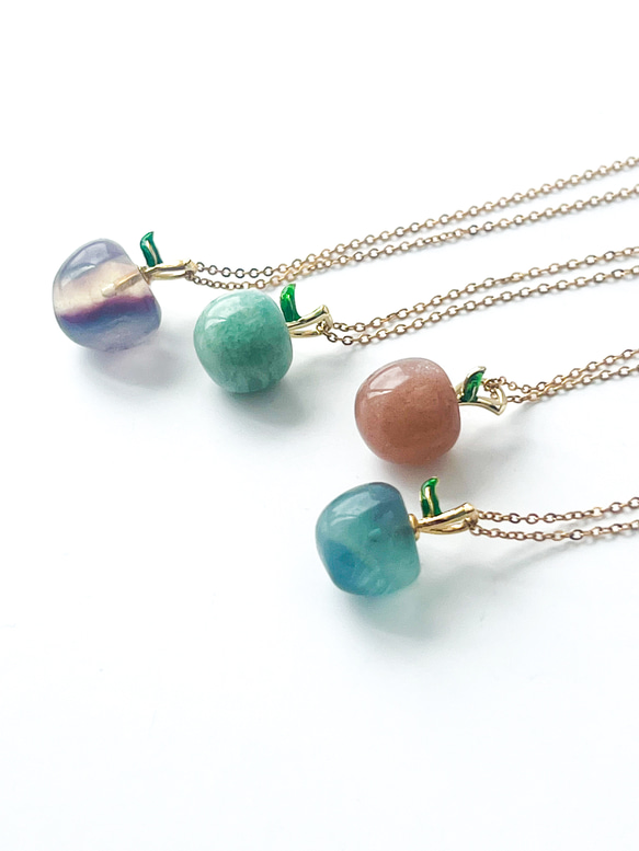 ◯まるい型 姫りんご ネックレス 天然石 ◯まるい型 姫りんご