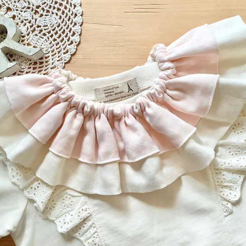 baby&kids handmade double flower つけ襟（密林に蠢く猛虎の