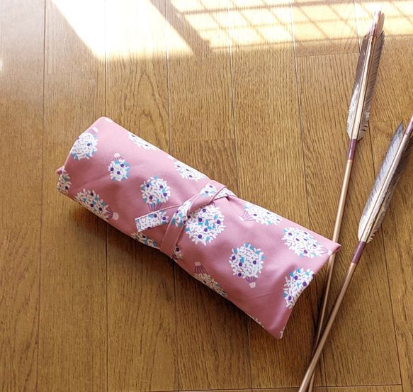 弓道　かけ袋　弽入れ　北欧風　花柄　ピンク 1枚目の画像