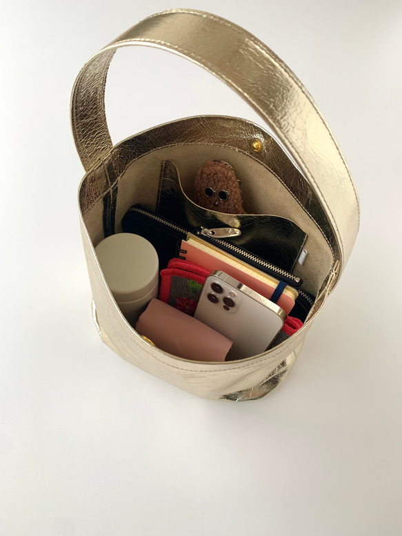 新色「長財布が横に入る♡本革ミニマルバッグ」ゴールド　ワンハンドルバッグ ミニバッグ 19枚目の画像