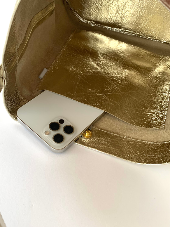新色「長財布が横に入る♡本革ミニマルバッグ」ゴールド　ワンハンドルバッグ ミニバッグ 16枚目の画像