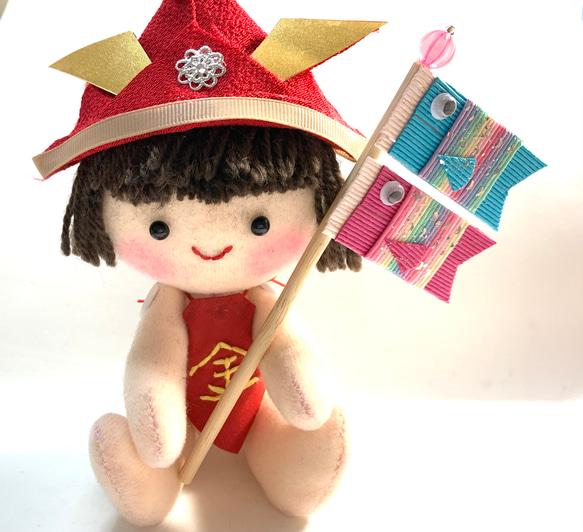 ❣️在庫処分SALE❣️金太郎ちゃんぬいぐるみ　3000→2300円　五月の節句　鯉のぼり 1枚目の画像