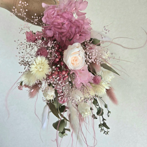 ドライフラワースワッグ 優しい小花の華やかな花束 ブーケ パープル紫
