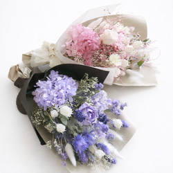 小花が優しいドライフラワースワッグ ブーケ ピンク パープル 誕生日