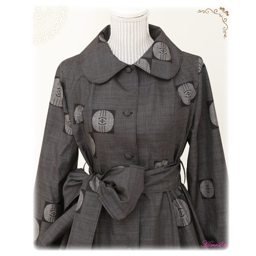 大島紬】プリンセスラインの優雅なコートワンピース(グレー系5マルキ