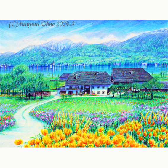 絵画 風景画  版画   湖 山 ヨーロッパ オーストリア ザルツブルグ 絵画 風景画 版画 湖 山 ヨーロッパ オーストリア ザルツブルグ