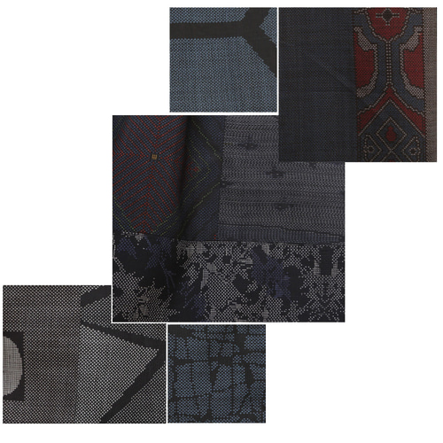 着物リメイク　大島紬丸襟シャツワンピース 着物リメイク】大島紬の丸い衿のワンピース/前開き/Aライン