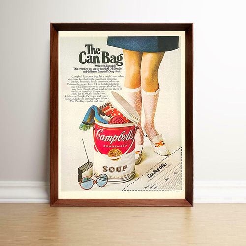 キャンベル CANバッグ 1960年代 アメリカ ヴィンテージ 雑誌 広告 額付