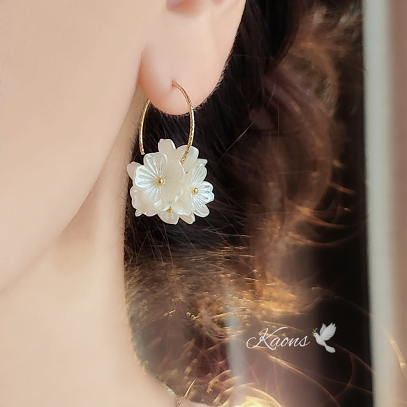 ピアス フラワーピアス フープピアス 華奢 可愛い ピアス ピアス