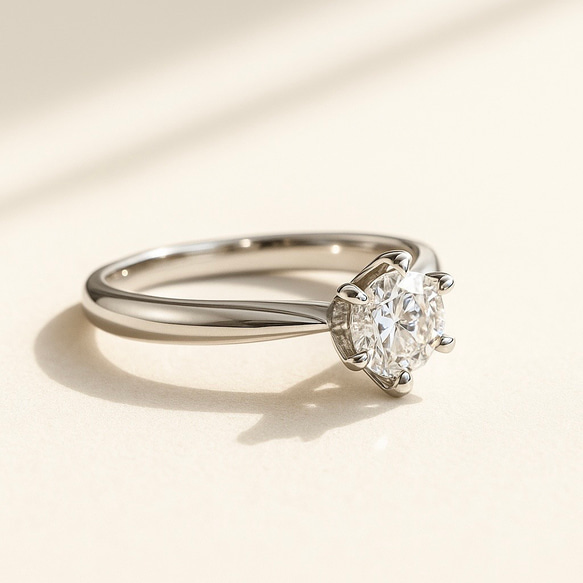 モアサナイト ソリティアリング 5mm｜Dカラー VVS1 選べる12色（シルバー925） 2枚目の画像