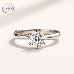 モアサナイト ソリティアリング 5mm｜Dカラー VVS1 選べる12色（シルバー925） 1枚目の画像