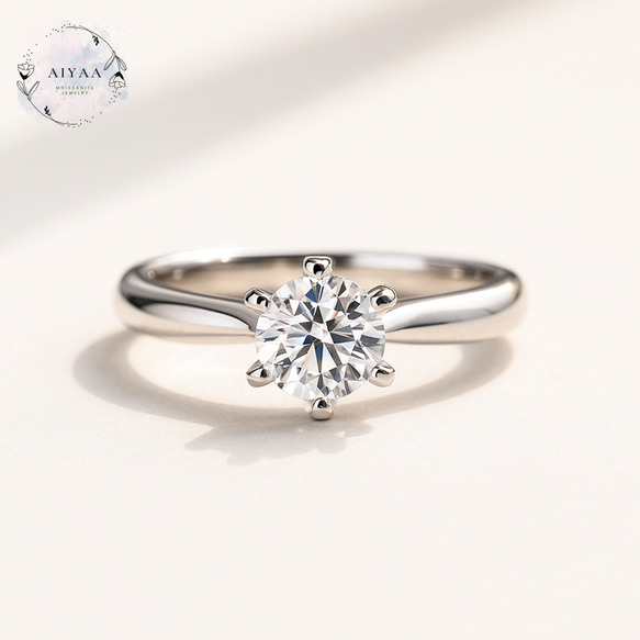 モアサナイト ソリティアリング 5mm｜Dカラー VVS1 選べる12色（シルバー925） 1枚目の画像