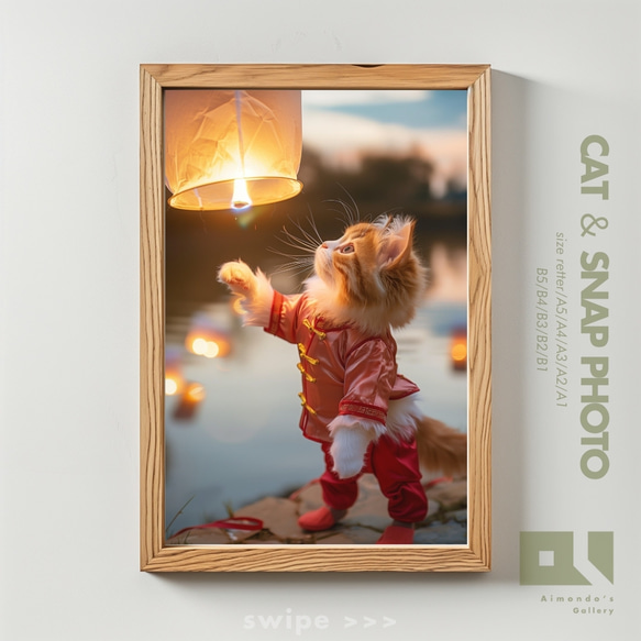 【No.0017】スカイランタンを空に上げる子猫【＃猫スナップ】 1枚目の画像