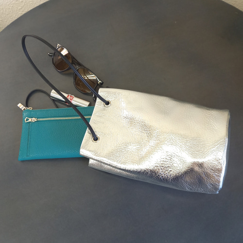 長財布が入るミニドローストリングバッグ◇高級イタリアンレザー