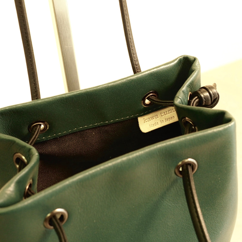 長財布が入るミニドローストリングバッグ◇高級イタリアンレザー